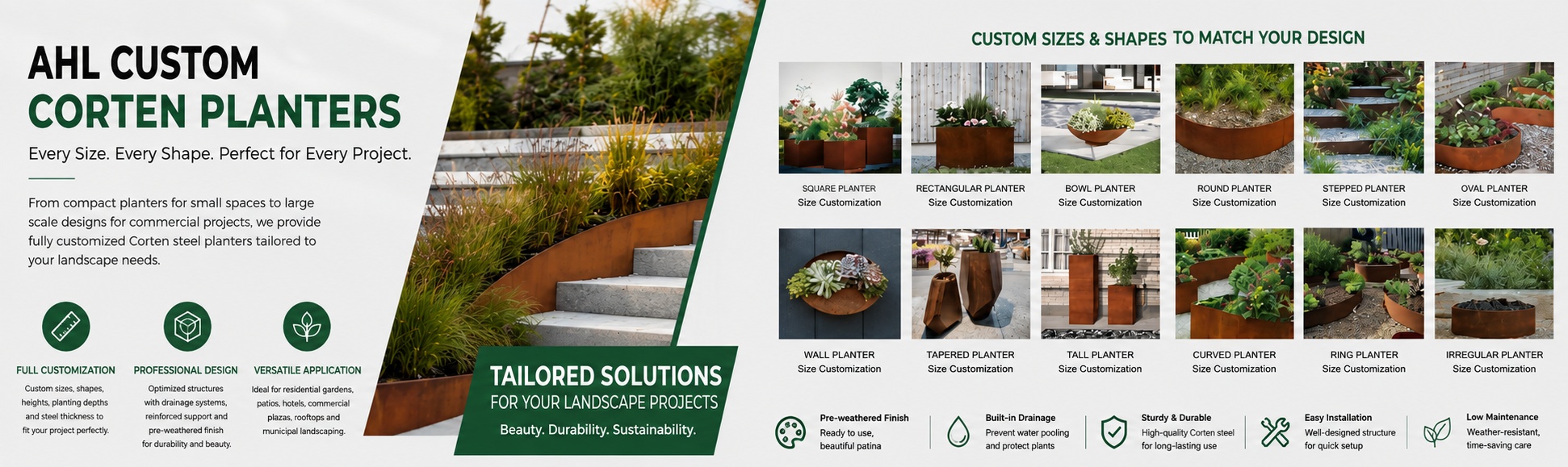 AHL Custom Corten Planters